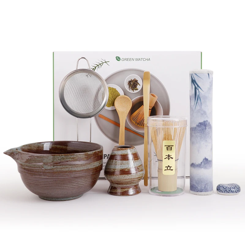 

8pcs Chinese Kiln Change Zen Tea Set Matcha Accessory Complete Kit Japanese Ceremony Tools Bestseller Matcha Set