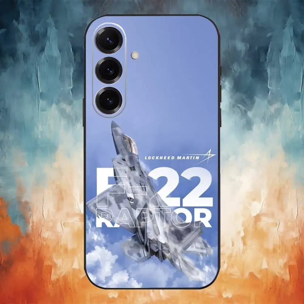 Custodia per telefono F-22 raptor con poster per aereo da caccia per Samsung Galaxy A73, A72, A71, A70, A53, A52, A51, altre morbide coperture nere