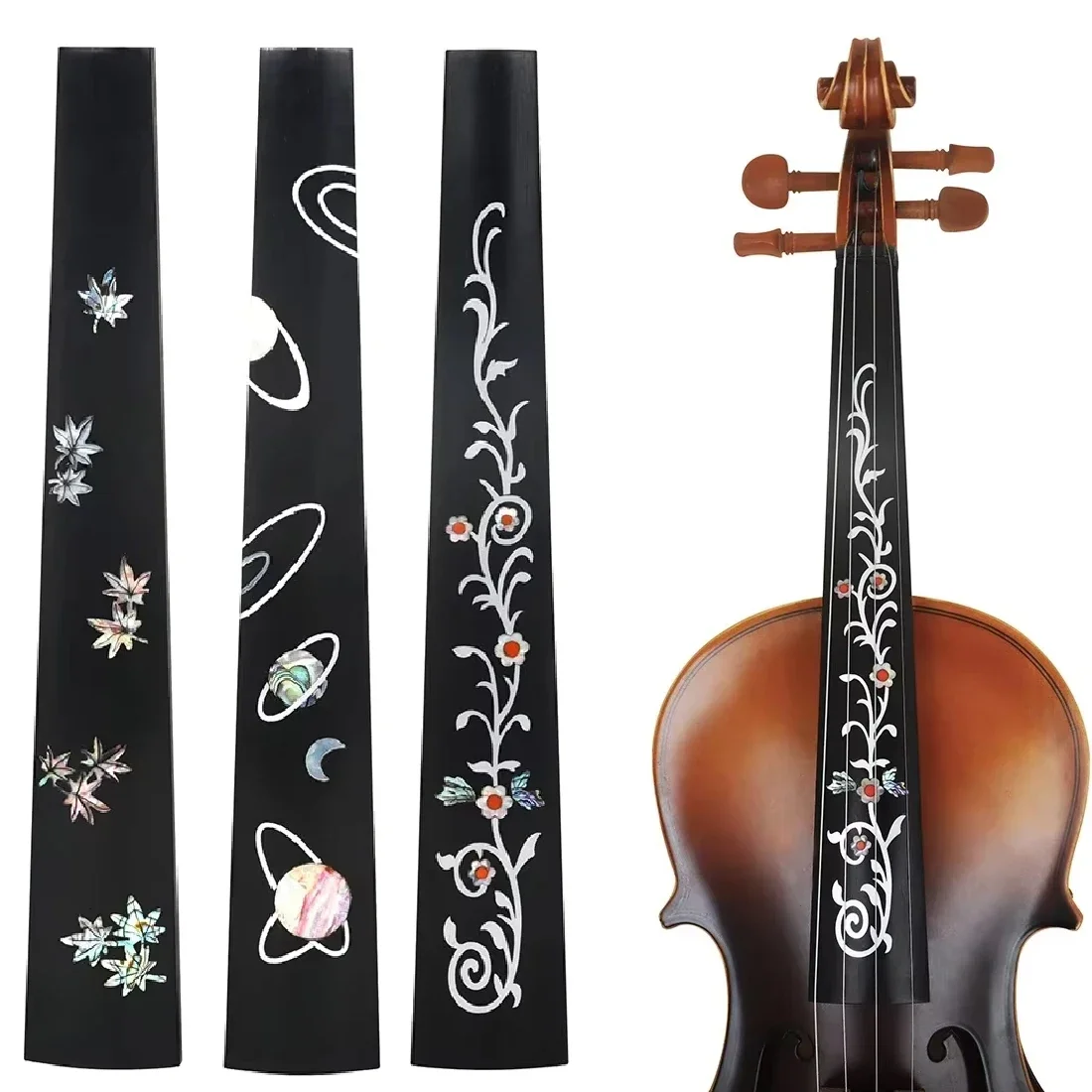 لوحة أصابع الكمان 4/4 مع قذائف الأبنوس الملونة نمط أجزاء الأدوات الوترية وملحقاتها لعازفي الكمان