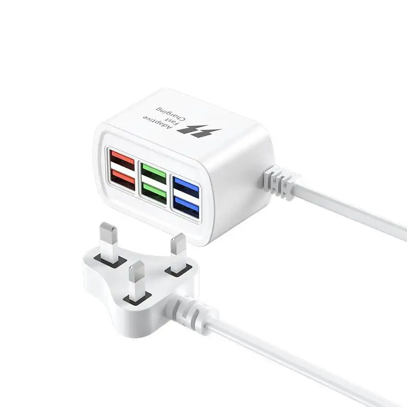 Schnelles USB-Ladegerät, 6-in-1-Steckdosenleiste, Desktop-Ladestation, schnelles Laden, 1 m Kabel, USB-HUB-Adapter, Buchse für iPhone 16 15 Zuhause