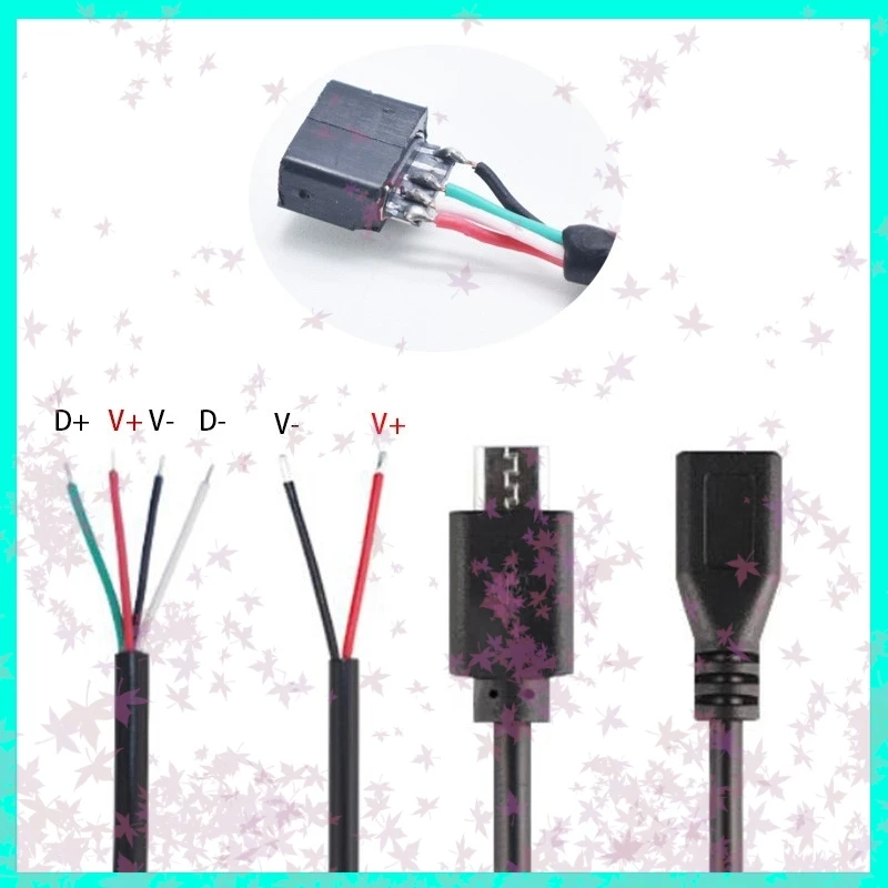 30CM Micro USB 2.0 A Femmina Jack Interfaccia Android 4 Pin 2 Pin Maschio Femmina Cavo di ricarica dati di alimentazione Connettore E3