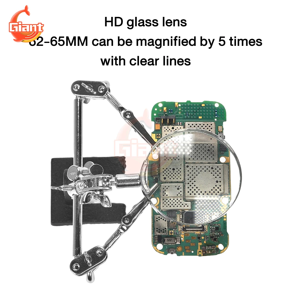 Portable Magnifier Soldering Station Adjustable 5X Magnifying Glass Auxiliary Clamp Soldering Stand Welding Rework Repair Tools