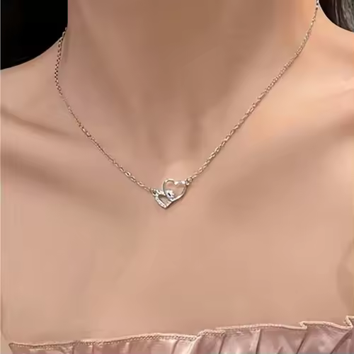 New Fashion Simple Silver Color Love Heart Pendant Necklace Charm Chain Collares Necklace for Women Party Jewelry Daily Wear - Image 5