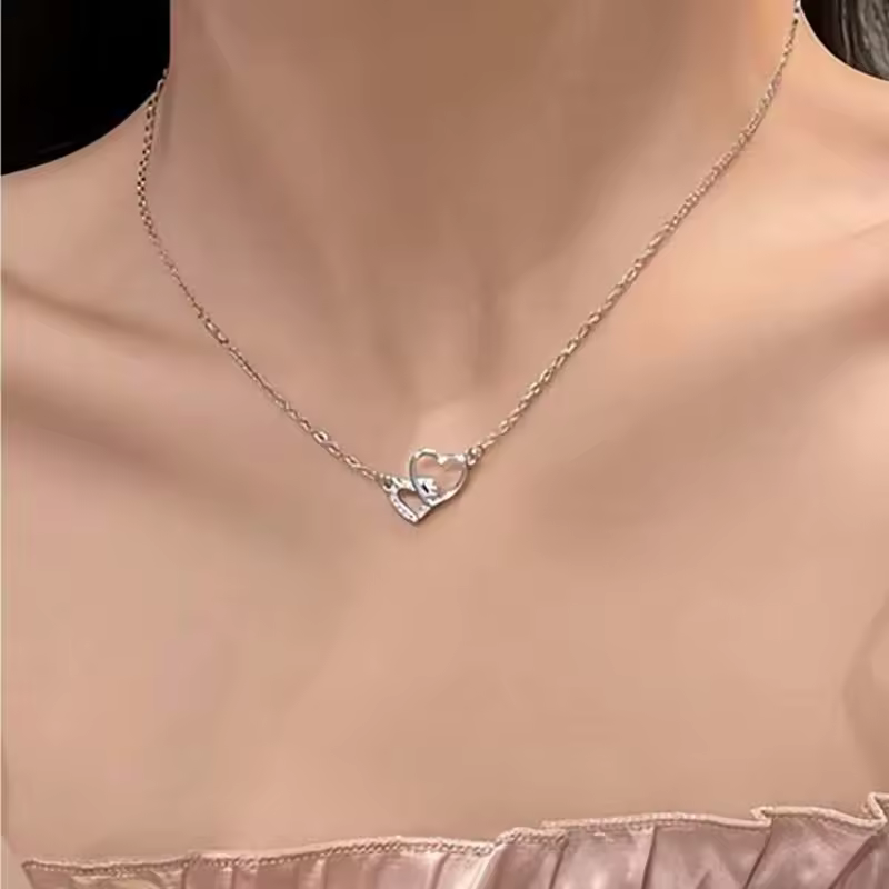 New Fashion Simple Silver Color Love Heart Pendant Necklace Charm Chain Collares Necklace for Women Party Jewelry Daily Wear - Image 5