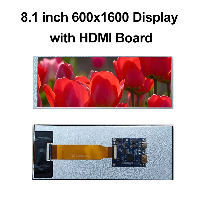 8.1 inch 600x1600 mipi G500 Touch Display with HDMI Board for Computer Case Secondary Display Screen