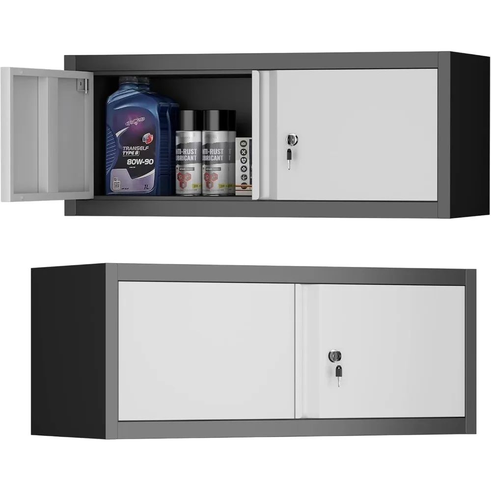 Шкаф с металлическим замком, настенное крепление для гаражного шкафа высотой 12,8 дюйма, стальное хранилище с дверцами и полками, плавающая организация хранения для