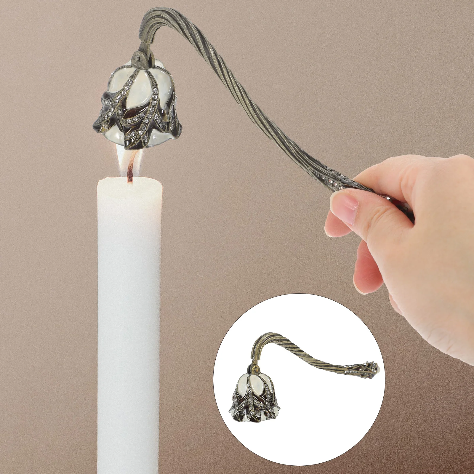 

Retro Snuffer Flower Shape Metal Wick Extinguisher Long Handle Flame Out Tool For Home Aromatherapy Supplies Household