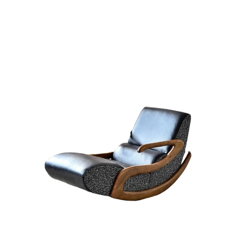 

New Chinese-style solid wood rocking sofa chair, living room designer leisure chair, balcony single chair, lazy leisure recliner