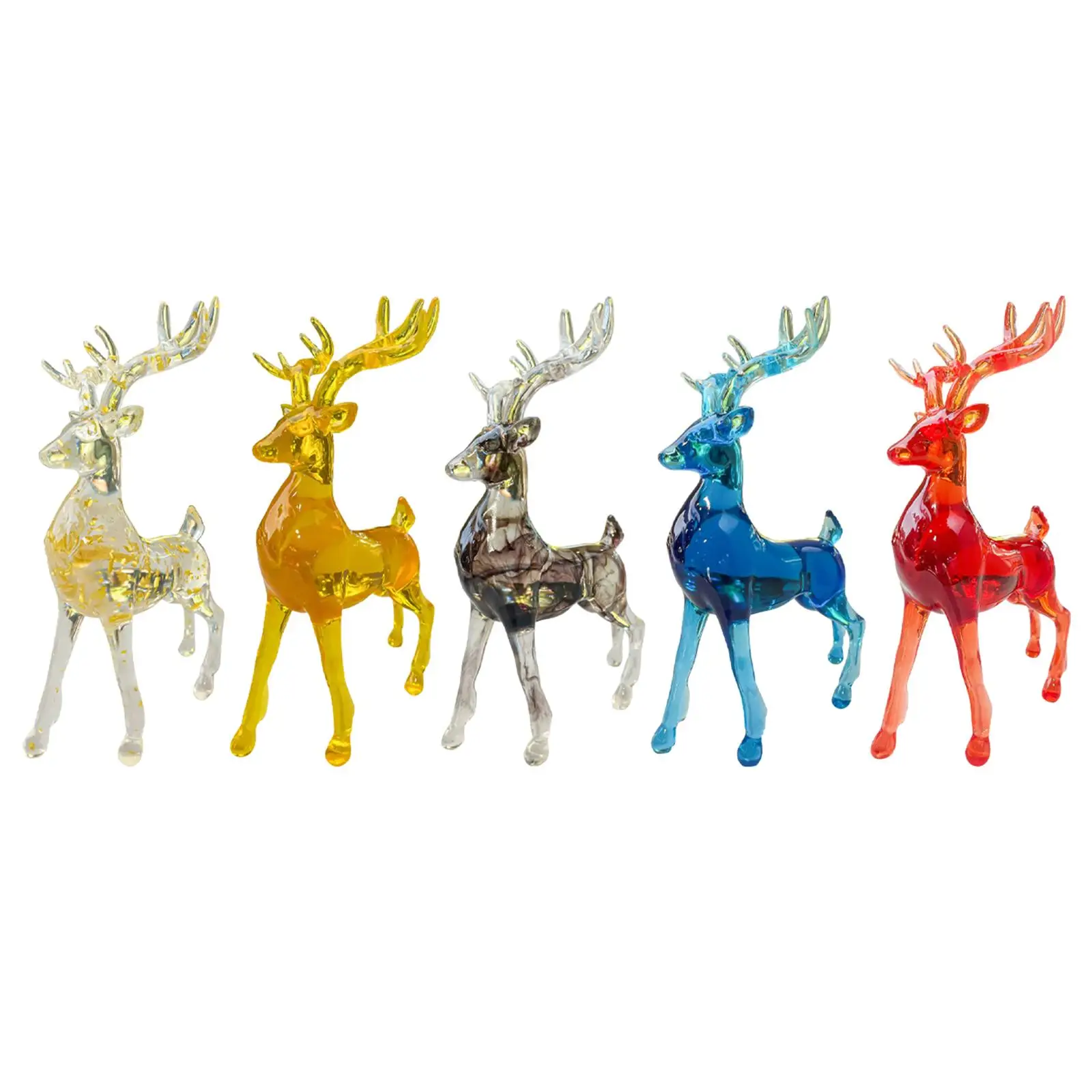 Modern Home Decoration Deer Sculpture Transparent Appearance Animal Figurines for Living Room Mantel Car Dashboard Christmas