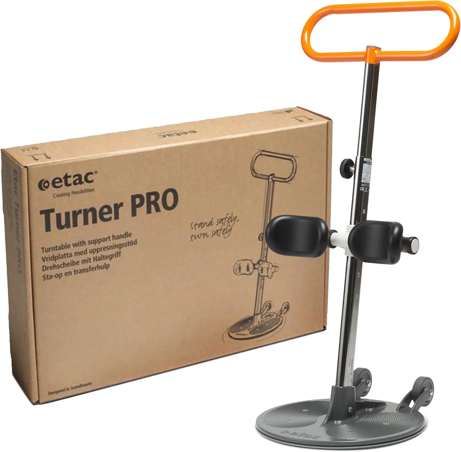 أداة مساعدة نقل المريض من Etac Turner PRO - الجلوس على الوقوف لكبار السن الذين يعانون من حمولة عمل آمنة عالية (440 رطلًا) - رفع المريض والمو