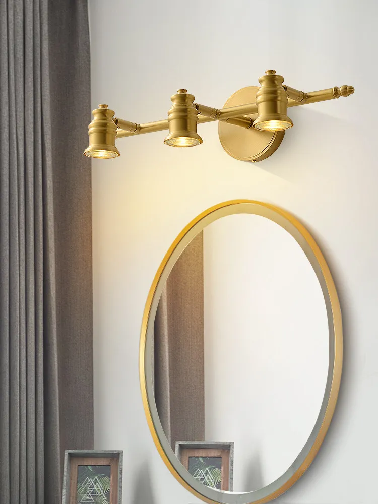 All-copper mirror headlight, bathroom mirror bedroom fill , makeup mirrorbathroom toilet  non-punching