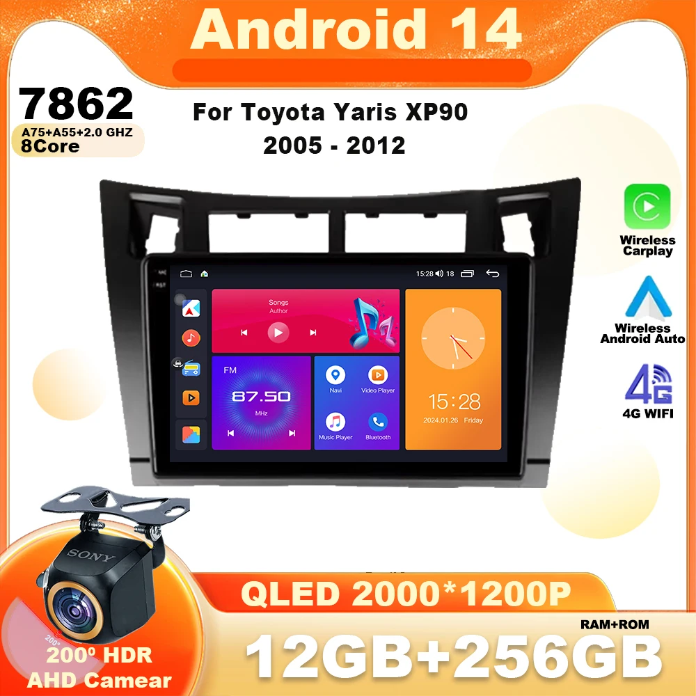 

Android 14 For Toyota Yaris XP90 2005 - 2012 car radio Multimedia Video Player Navigation GPS Carplay WIFI 4G DSP Wireless 7862