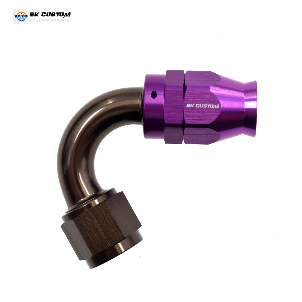 SK مخصص PTFE خرطوم نهاية واجهة أنابيب النفط AN10 مستقيم 0 ° /45 ° /90 ° /120 ° /150 ° /180 درجة PTFE خط الوقود خرطوم نهاية المناسب محول