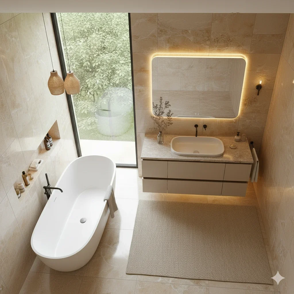 Modern Stone Bathroom Vanity Waterproof Bathroom Floating Sink Cabinet Travertine Bathroom Vanities With Sink Small
