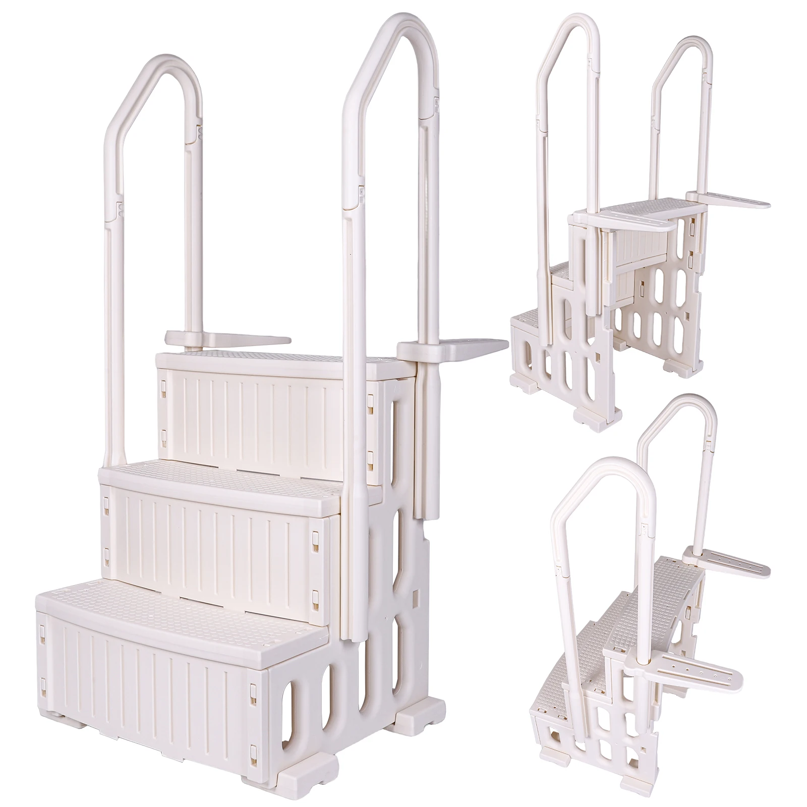 

3 Steps Detachable Dock Ladder Reinforced Pool Ladder Anti-Slip Plastic Pool Escalator for Pool Marine Boarding Ladder