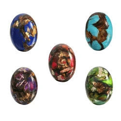TUMBEELLUWA 5pcs/Lot Oval Stone Cabochons Flatback Semi-precious CAB for Jewelry Making,Sea Sediment Jasper Accessories 18x25mm