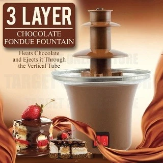 Household 3‑Layer Chocolate Fondue Fountain Electric Heated Chocolate Melting Tower Tabletop Dessert Making Machine for Home