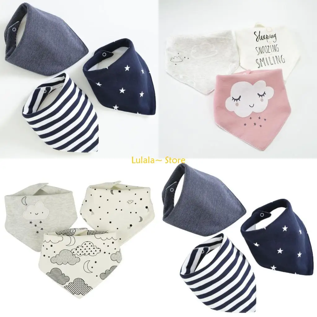 

Y4QA 3 Pcs Baby Infant Cotton Bib Newborn Three-layer Waterproof for Triangle Scarf Feeding Saliva Towel Bandana Burp Cloth Boy