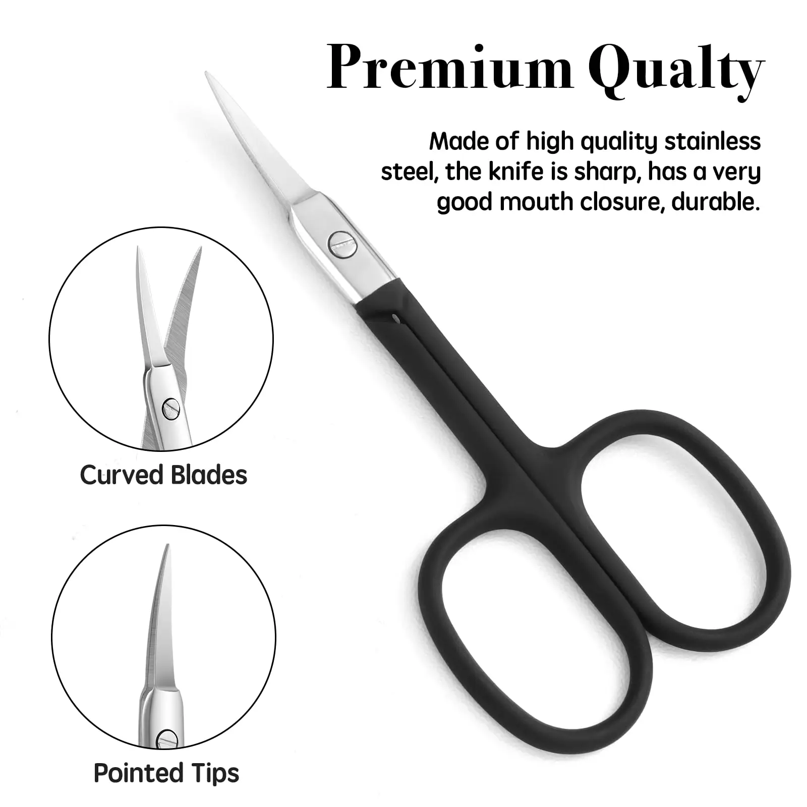 Premium Grooming Scissors for Men and Women, Nose Hair Trimmer for Men, Curved Tip Clippers for Facial Hair,Eyebrow, Nose Hair