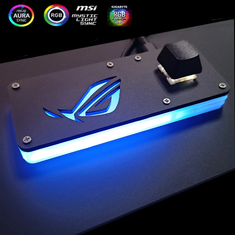 RGB PC Power Switch, ARGB Luz Colorida, Iniciar e Desligar, Computador Externo, SwitchiMotherboard, PC Case Acessório