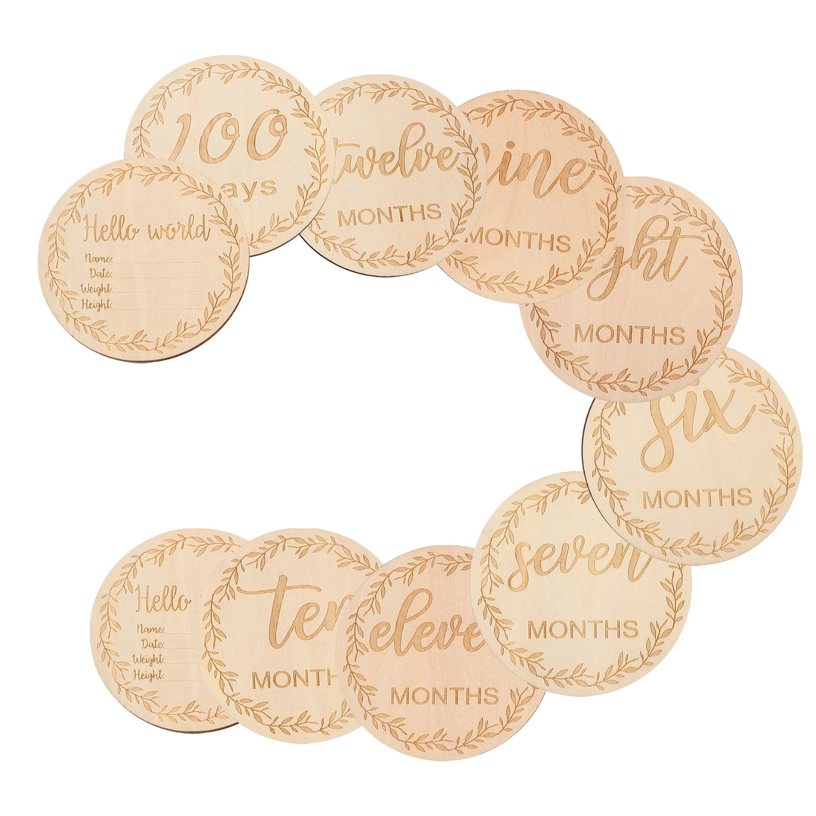 Newborn Milestone Discs Photograph Wood Chips Memorial Gifts Baby Cards Wooden Growth