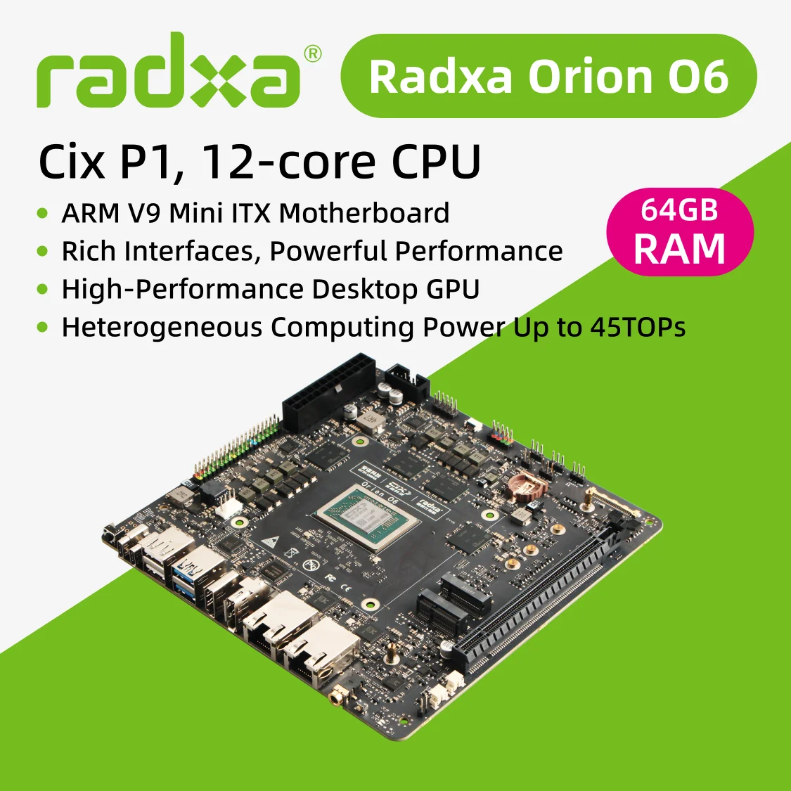 Radxa Orion O6 ARM AI PC マザーボード Se7ebcbb0d262485ca2c2b1686f467