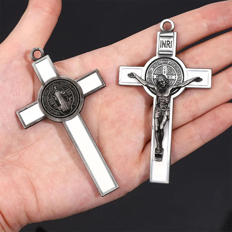 20pcs/Religious Big Jesus Cross Large Alloy Christian Cross Medal, Religious Cross Finished 75x43mm