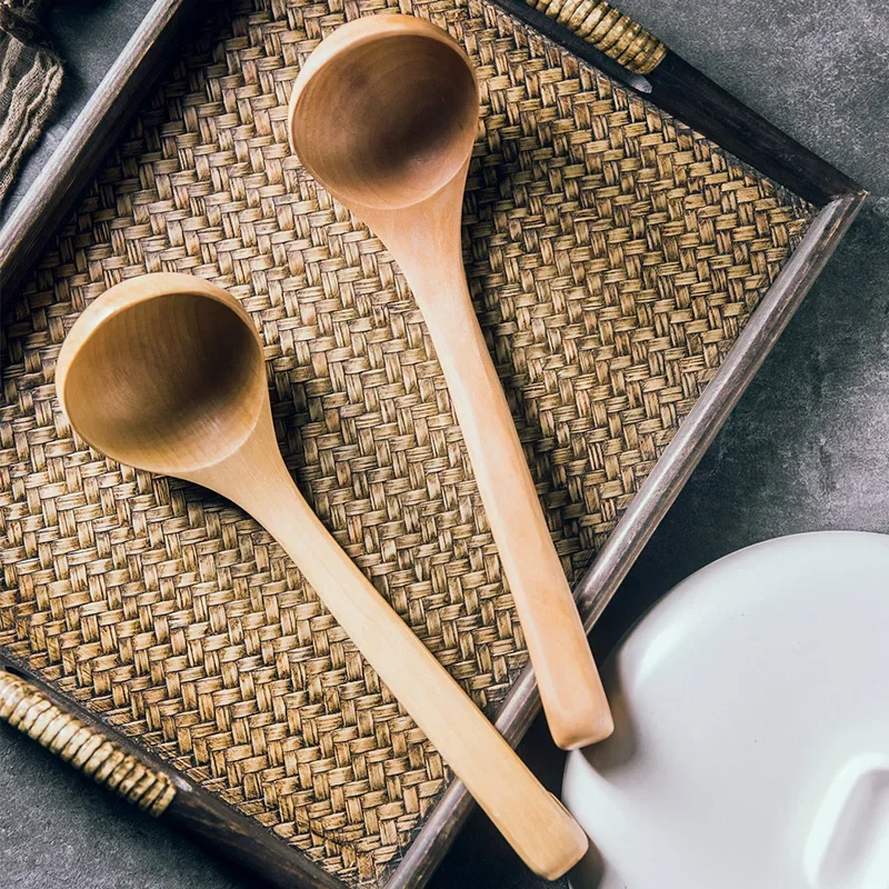 Holz Löffel Suppe Schöpfen Große Küche Pfannen Suppe Brei Sauce Portion Löffel mit Haken Holz Scoop Löffel für Kochen Geschirr