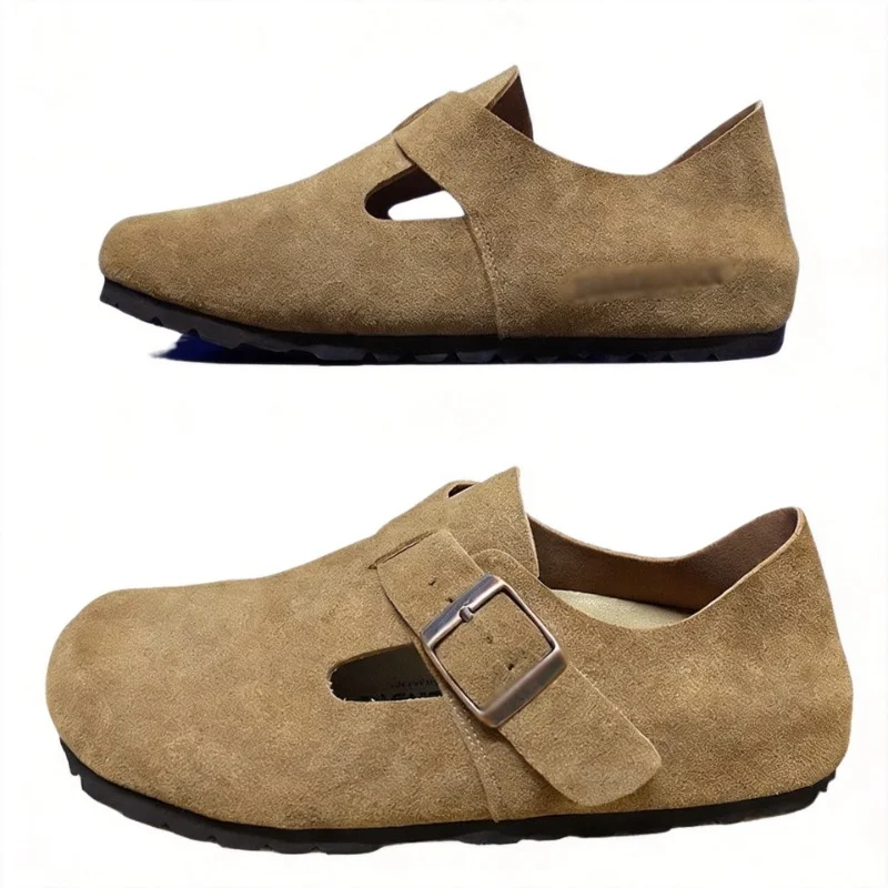 High-end all-inclusive men's and women's genuine leather cork thick-soled insole height-increasing Bokun shoes casual shoes