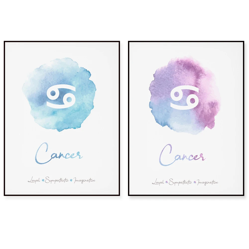 Cancer Zodiac Art, Cancer Astrology Gift, Astrology Watercolor, Constellation Art, Zodiac Print, Cancer Sign Gift