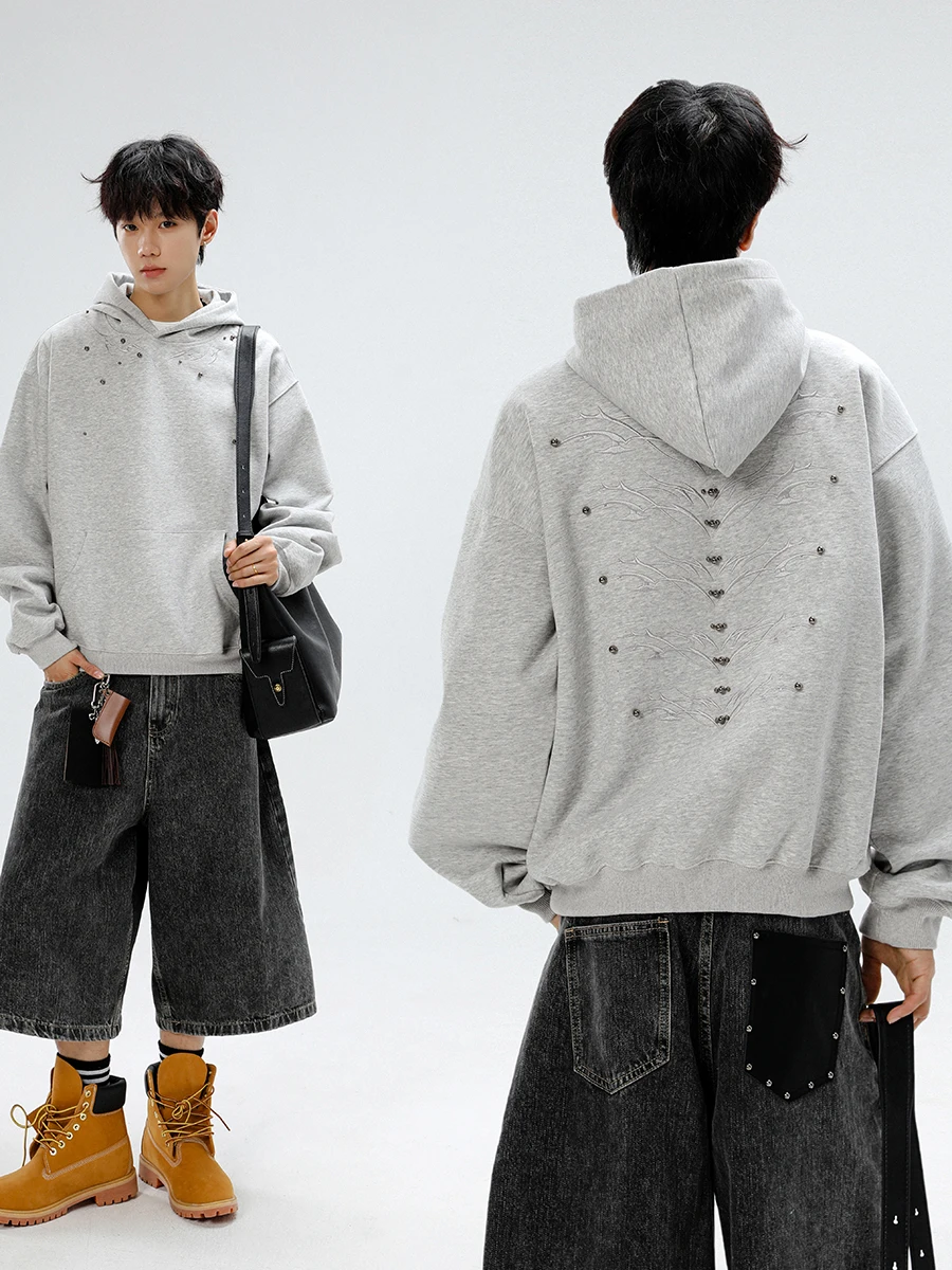 

Boyue Американская толстовка с вышивкой в стиле ретро, мужская свободная верхняя одежда для пар, повседневная длинная толстовка свеча