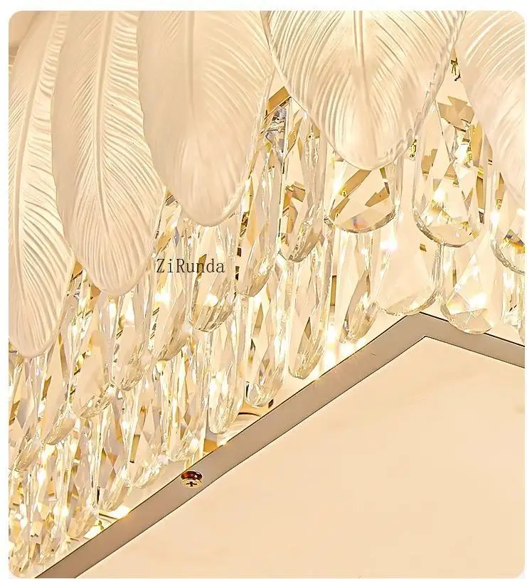 L95cm مستطيل فاخر K9 كريستال المطبخ ضوء السقف الحديثة فيلا المعيشة LED المنزل