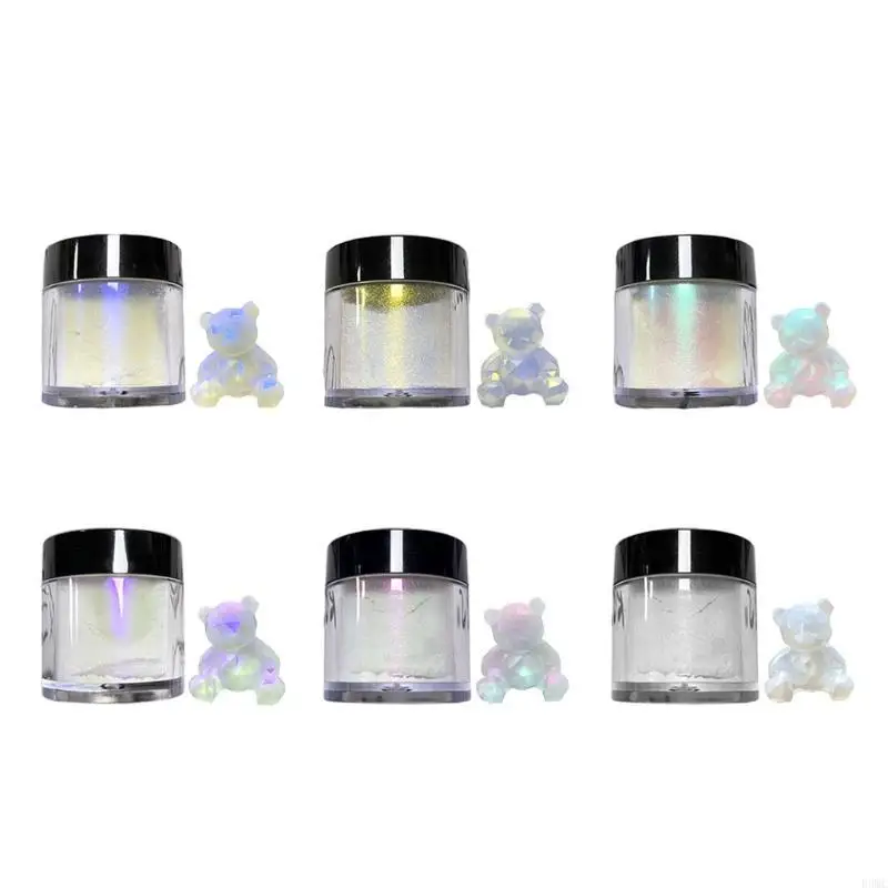 

R3MC UV Gel Polish Makeup Face Powder for Aurora Manicure Pigment Glitter Art DIY Ice Skin Powder Manicure for Aurora Po