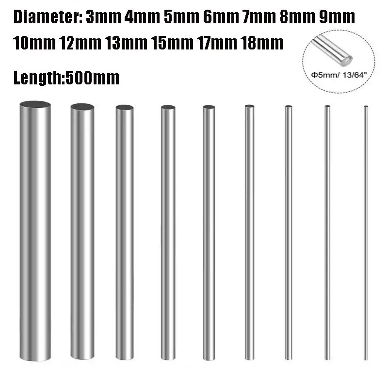 1pcs 500MM Titanium Rod Round Bar, Diameter 3mm to 13 mm