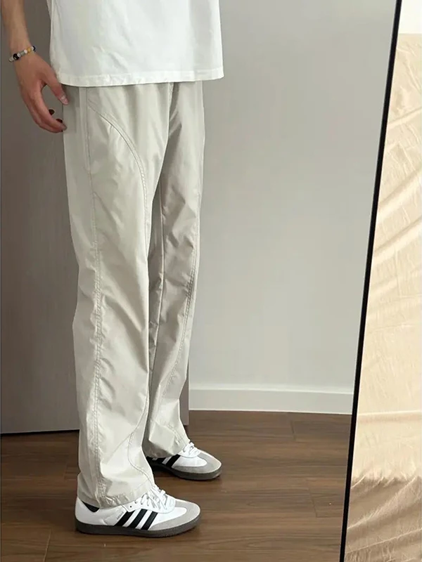 Qui Dry American Sle Corte inclinado Pantalones casuales de verano para hombres A prueba de viento Impermeable Bell Bot Faionable Pierna recta Tro...