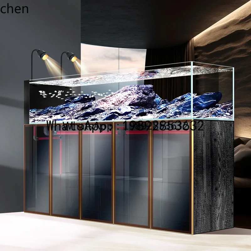 

W7-fish tank landscaping ultra-white glass bottom filter high-end aquarium floor screen partition home decoration accessories