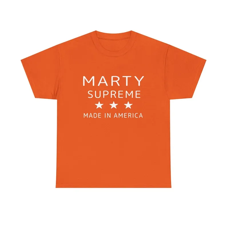 Camiseta Patriótica Marty Supreme Laranja de Algodão com Estampa de Estrelas, Estilo Hip-hop, Manga Curta, Camiseta Gráfica de Verão