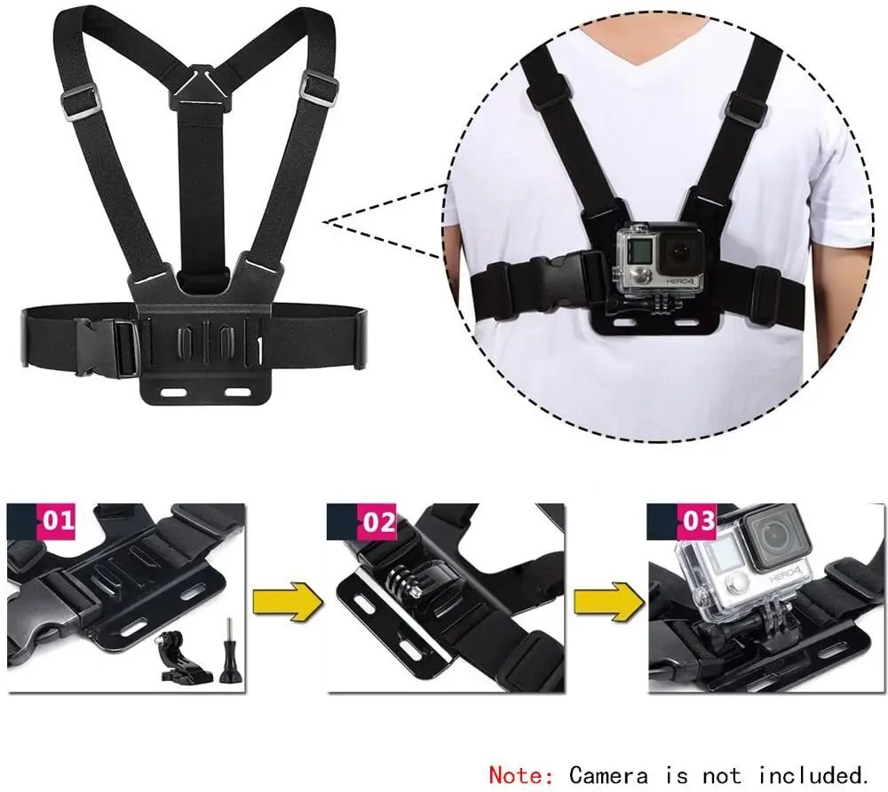 Accessories Bundle Kit Head Strap Mount/Chest Harness/Selfie Stick for Gopro Hero 11 10 9 8 7 6 5 4/AKASO EK7000/Brave 7/Dragon