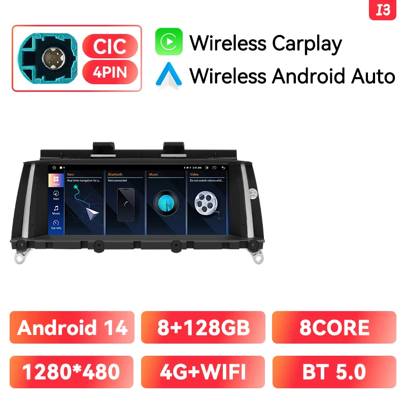 Auto Multimedia Speler Voor BMW X3 F25 X4 F26 CIC NBT Android 14 Draadloze Carplay Android Auto128G GPS 4G Wifi DSP 8Core Stereo