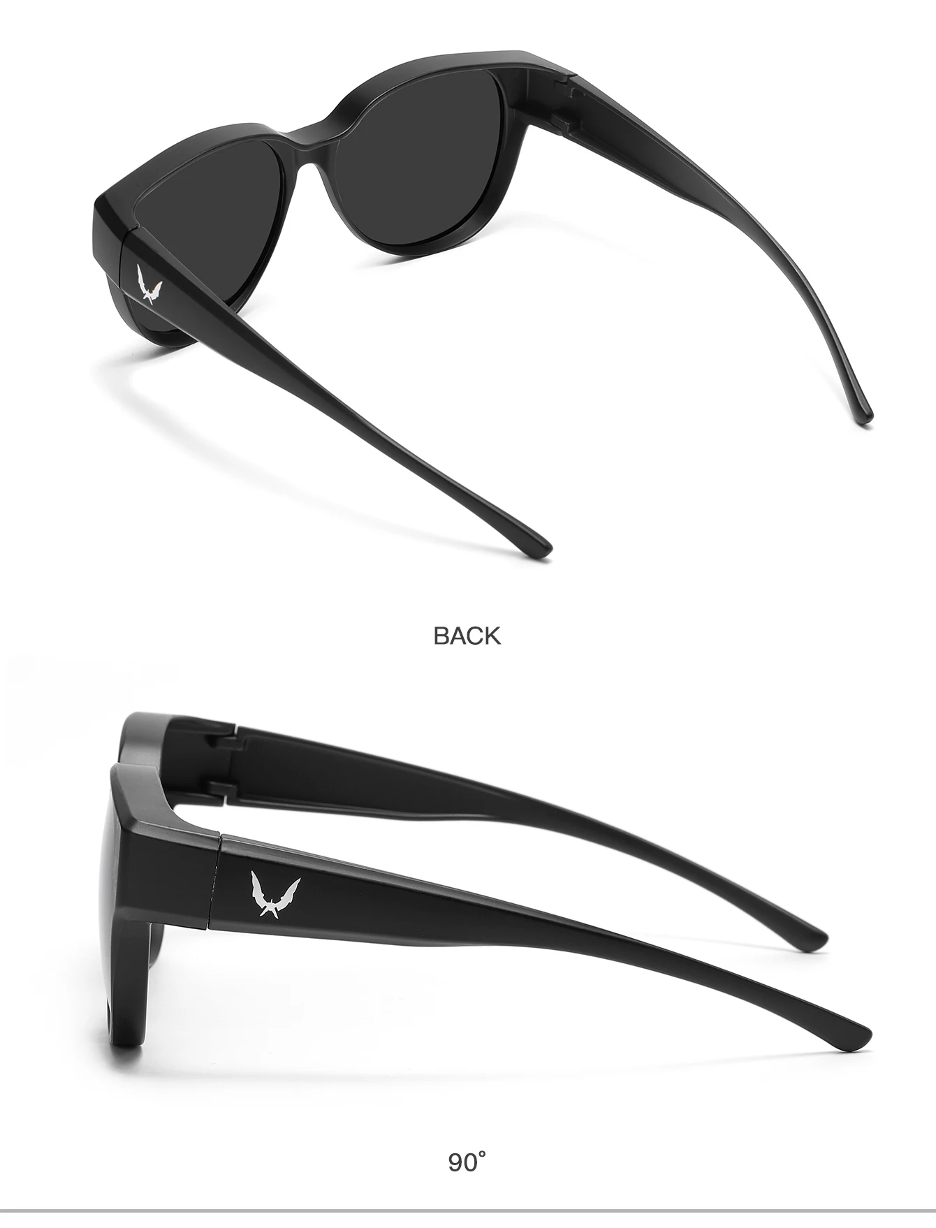 KAROS Modische quadratische polarisierte Sonnenbrille zum Überziehen von Myopie-Korrekturbrillen für Männer und Frauen, Vintage-Brille zum Angeln und Fahren – Detail 5