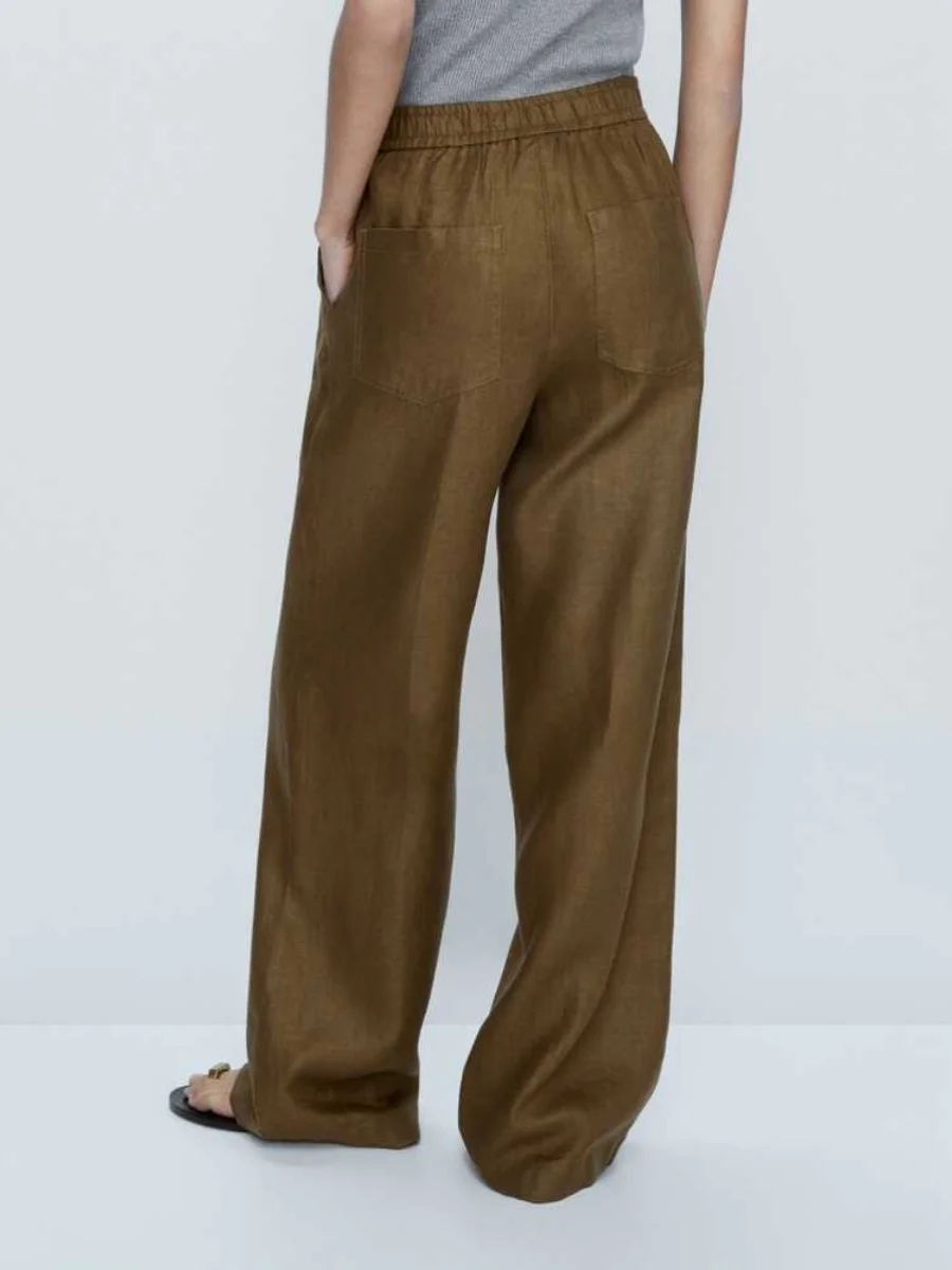 봄 신상 여성 캐주얼 스포츠 스타일 플리츠 스트레이트 롱 팬츠 편안하고 세련된 바지