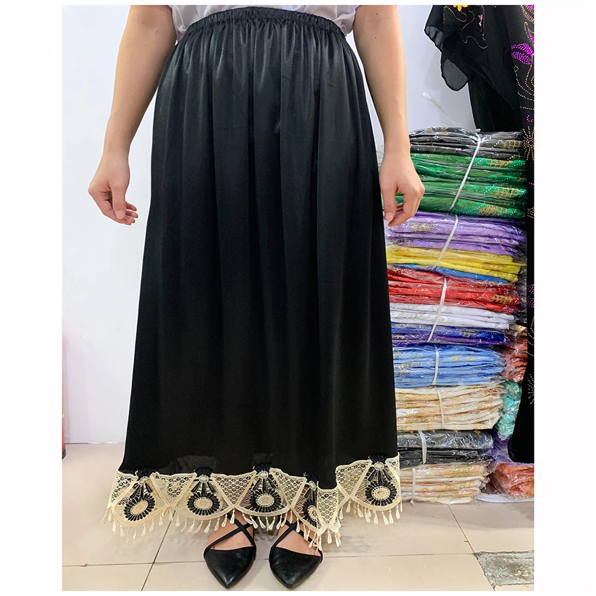 Wholesale Summer Women Plain Stretch Elasticated Ladies Mid Length Long Skirt Solid Minimalist Loose Casual Home Street Skirts