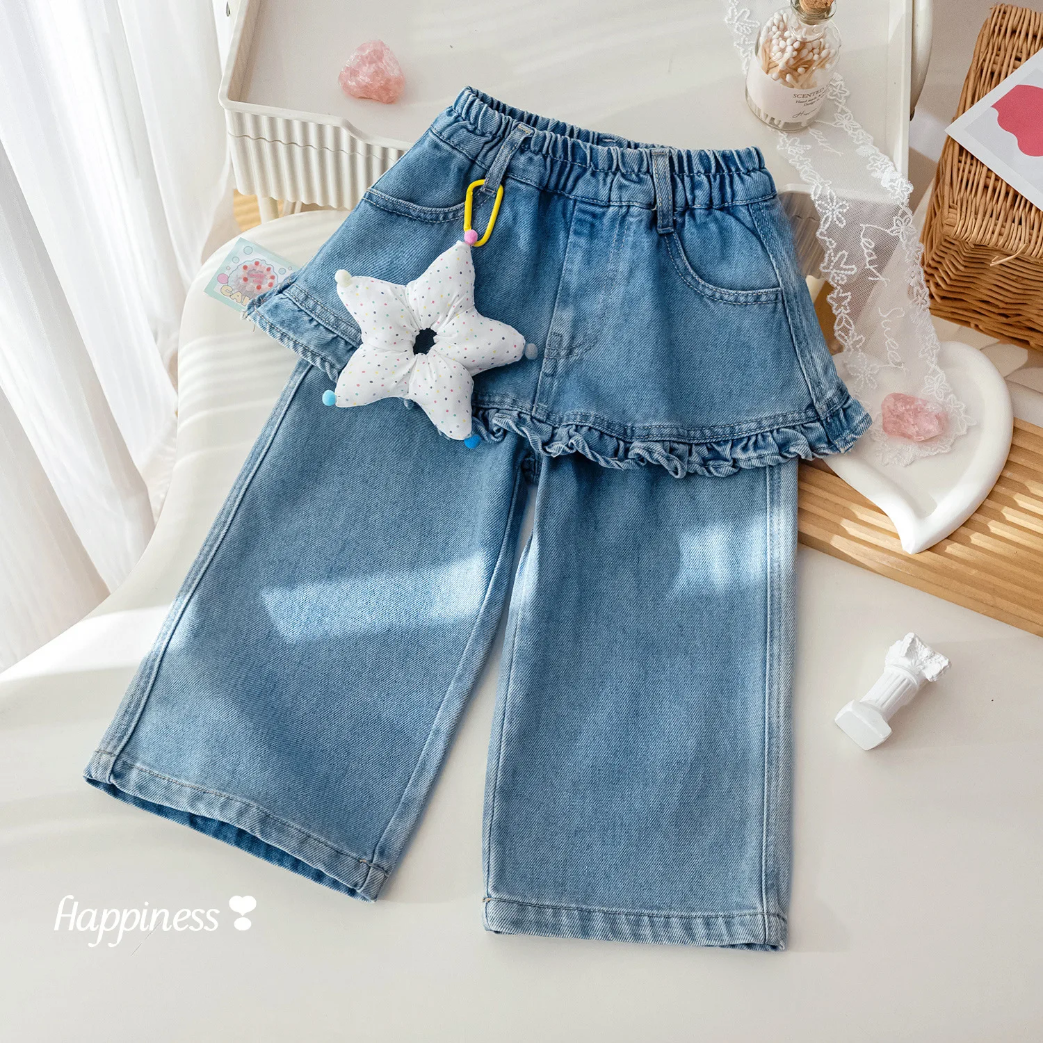 Girls Jeans Clothes Spring Autumn Children Denim Loose Pants For Baby Girl Trousers Kids Legings Cute Outfits Costume Pants 6 7Y