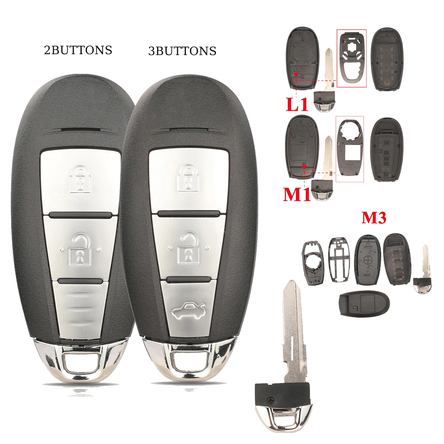 

jingyuqiin Remote Fob Shell Case Car Key For Suzuki Vita Swift SX4 Vitara S-Cross Ciaz Kizashi Shell with Emergency Key Blade