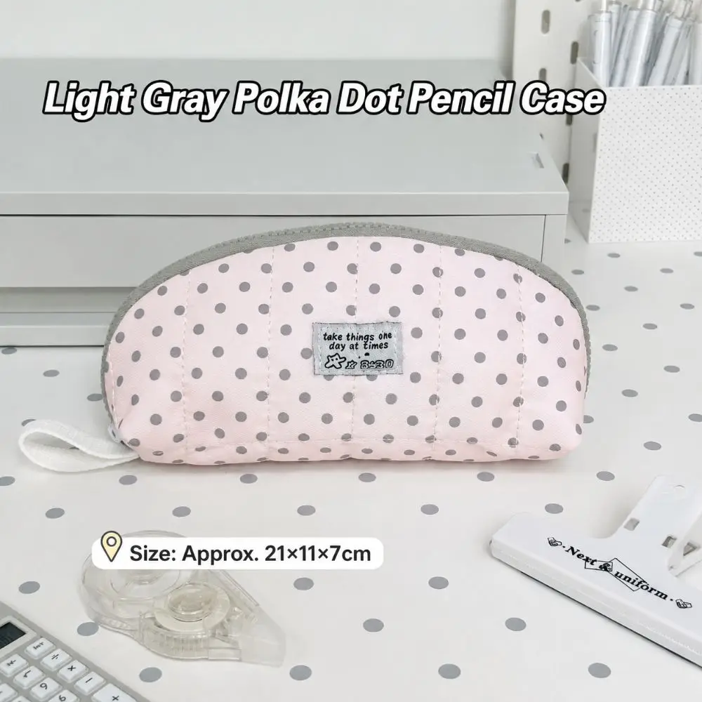 INS Polka Dot Print Pencil Case Multi-Layer Divided Large Capacity Pen Bag Shell Shape Portable Stationery Pouch Home Travel