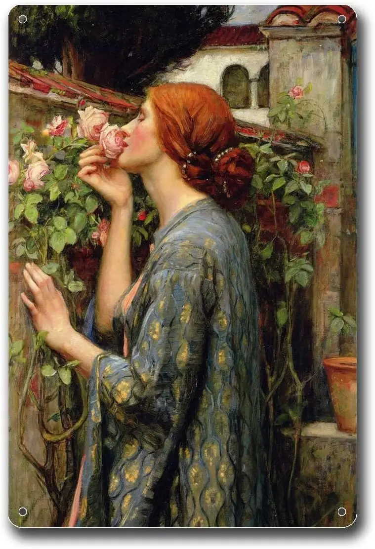 Tin Signs John William Waterhouse Soul Of The Rose Preraphaelite Reproduction Metal Signs 8x12inch Tin Sign