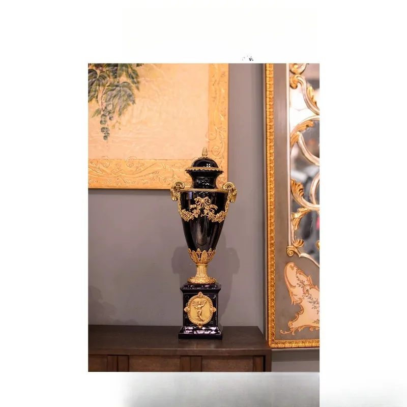 Luxury castle series ceramic vase high-end villa living room entrance art decorative jar ornament