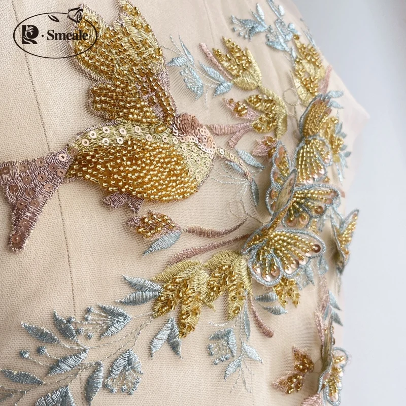 4 Farbe 31*24cm Vogel Schmetterling Zweig 3d Applikation Pailletten Rohr Perle Spitze Patch Kleid Kinder kleidung dekorative Blumen rs4228 – Detail 17