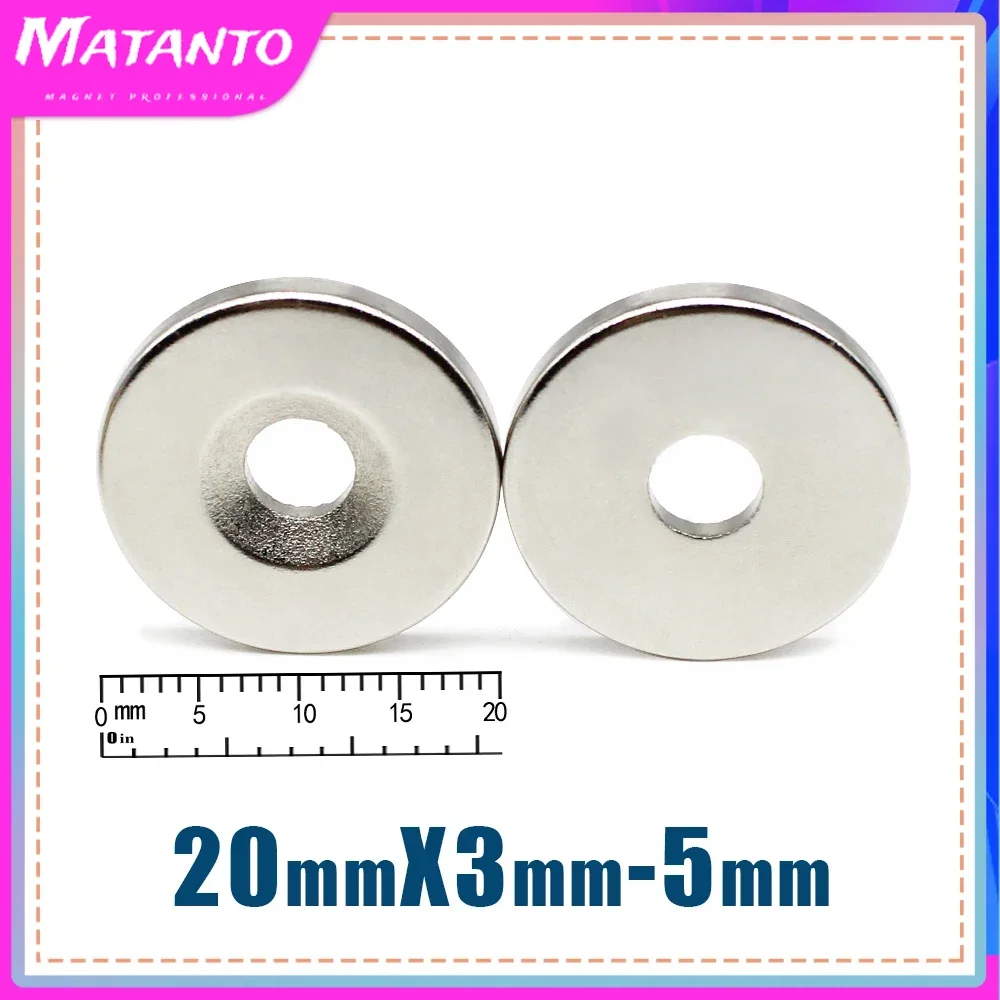 

5/10/20/50/100pcs 20x3-5mm N35 Strong Magnets with Hole Countersunk Neodymium Magnet Permanent NdFeB Magnetic