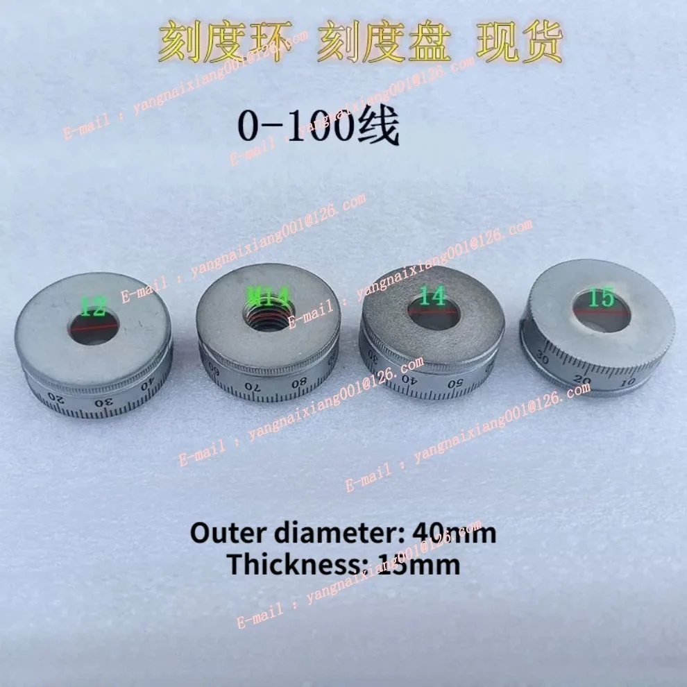 

1pc Machine Tools Scale Ring Φ40*hole 12/14/M14/15*H15mm 0-100 Iron Scale Dial